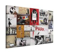 B&D XXL - Tableau décoratif moderne 60x40 cm - Impression sur toile colorée - Décoration murale - Artistique banksy graffiti collage singes inscriptions murales urbaines 020115-59