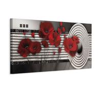 B&D XXL - Tableau décoratif nature 120x40 cm - Impression sur toile colorée - Décoration murale pour salon et chambre - Nature plantes fleurs coquelicots zen orient sable abstraction b-A-0795-b-a