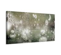 B&D XXL - Tableau décoratif nature 150x50 cm - Impression sur toile colorée - Décoration murale - Abstraction éclat diamants lac cosmos fleurs lys nature nuit plantes b-C-0077-b-d