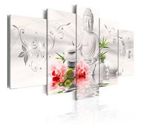 B&D XXL - Tableau décoratif nature 150x75 cm - Impression sur toile colorée - Décoration murale - Asie bouddhisme bouddha chine feng shui inde orchidées en pierre orienter zen b-A-0020-b-p