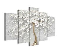 B&D XXL - Tableau décoratif nature 150x75 cm - Impression sur toile colorée - Décoration murale pour salon et chambre - Abstraction arbres fleurs magnolias nature plantes b-B-0475-b-m