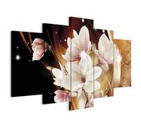 B&D XXL - Tableau décoratif nature 200x100 cm - Impression sur toile colorée - Décoration murale - Abstraction lueur vagues fleurs colorées magnolias nature plantes modernes b-C-0070-b-n