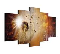 B&D XXL - Tableau décoratif nature 200x100 cm - Impression sur toile colorée - Décoration murale - Pissenlits bruns fleurs nature ornements plantes orange lumière du soleil b-A-0302-b-m