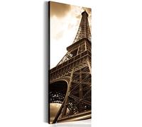 B&D XXL - Tableau décoratif ville 45x135 cm - Impression sur toile colorée - Décoration murale pour salon et chambre - Gris beige blanc - Ville l'architecture urbain paris tour eiffel d-B-0002-b-b
