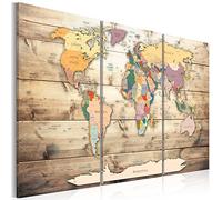 B&D XXL - Tableau en Liège Monde 90x60 cm - Tableau d'Affichage Mappemonde Cadre en Bois Grande Décoration Murale pour Bureau Maison - Carte de voyage style vintage k-C-0035-p-f