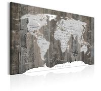 B&D XXL - Tableau en Liège Monde 90x60 cm - Tableau d'Affichage Mappemonde Cadre en Bois Grande Décoration Murale pour Bureau Maison - Carte de voyage style vintage k-C-0050-p-c