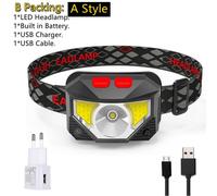 B Emballage - Un Style - Avoir Une Boîte - Lampe Frontale À Led Avec Batterie Intégrée, Rechargeable Par Usb, Lumière Rouge, Idéal Pour La Pêche, Le Camping Ou La Tente, 2 Modèles