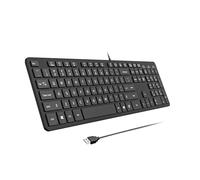 B.FRIENDIT Clavier USB Filaire avec Housse/Protecteur Skin, Clavier Plat Disposition US (QWERTY) Durable Ultra Mince Silencieux Clavier d'ordinateur pour PC Windows 11/10/8/7/XP/Vista - Noir