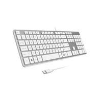B.FRIENDIT Clavier USB Filaire avec Housse/Protecteur Skin, Clavier Plat Disposition US (QWERTY) Durable Ultra Mince Silencieux Clavier d'ordinateur pour PC Windows 11/10/8/7/XP/Vista - Argent