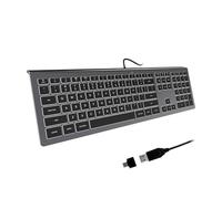 B.FRIENDIT Clavier USB filaire rétroéclairé, confortable, silencieux, touches plates chocolat/ciseaux, durable, ultra fin, pour MacBook Pro/Air, iMac, Mac mini, ordinateur portable - Noir Gris