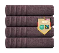 B!HOME Lot de 4 serviettes de douche premium [100% coton] 70x140 cm, Bordeaux/rouge/grandes serviettes Douces, absorbantes et faciles à entretenir/Drap de bain Parfait pour la salle de bain, la plage