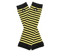 B-HOT Mitaine Longue en Tricot Gants sans Doigts à Rayure Jaune/Noir