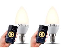 B.K.Licht ampoule connectée LED E14, 5,5W, 470Lm, blanc chaud 2.700K, dimmable, commande vocale par App, iOS & Android, Smartphone contrôle par WiFi (Lot de 2)