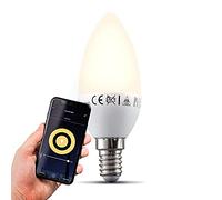 B.K.Licht ampoule connectée LED E14, 5,5W, 470Lm, blanc chaud 2.700K, dimmable, commande vocale par App, iOS & Android, Smartphone contrôle par WiFi