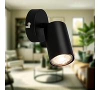 B.K.Licht - Applique LED intérieure EEK A orientable, 3000K blanc chaud, 2W, 450 lumens, env. 50.000h de lumière, lampe lecture, salon, lampe, applique, cuisine, 8x15,5 cm, noir