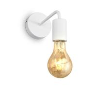 B.K.Licht applique murale design rétro industriel, métal finition blanche, éclairage salon & chambre, lampe de chevet, douille E27, pour ampoule LED 10W max