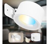 B.K.Licht - Applique murale sans alimentation avec accu, amovible magnétiquement, pivotante à 360°, dimmable, CCT, applique murale intérieure, lampe de lit, lampe de lecture, 9,5x8x4,5 cm, blanc