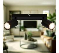B.K.Licht - EEK A Lampe de plafond LED orientable, 3000 K blanc chaud, 2 W chacun, 450 lumens chacun, environ 50 000 h lumière, plafonnier, salon, cuisine, plafond, 25,5 cm, noir