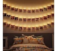 B.K.Licht guirlande lumineuse porte photos, ruban porte photos avec pinces, bande lumineuse 40 LEDs, luminare intérieur decoratif, 120 lm, IP20, longueur 5m
