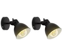 B.K.Licht I Applique murale rétro I pivotante & orientable I design industriel I vintage I spot mural I noir-blanc I E27 (Lot de 2)