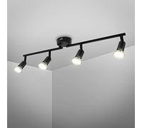 B.K.Licht I barre de spots I spots plafond orientables I inclus 4 ampoules LED 2,9 W GU10 incluses I lumière blanc chaud 3000K I 4x 260lm I plafonnier I lampe de salon I noir