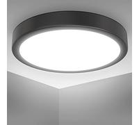 Plafonnier LED 18W 4.000K 28cm 2.000lm noir lampe de plafond cuisine couloir