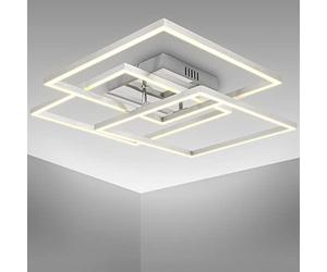 B.K.Licht I Plafonnier LED moderne 40 Watt I lampe de salon | 3000 K blanc chaud I LED-Frame finition chrome-aluminium