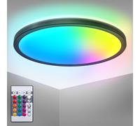 B.K.Licht - I Plafonnier Led Rgb Rond I Panneau Led Ultraplat I Changement De Couleur I Plafonnier Rgbw À Intensité Variable I Éclairage Indirect I Télécommande I Noir