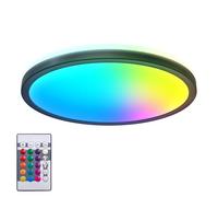 Panneau LED rond 29x3cm Plafonnier plat RGB Changement de couleur noir dimmable