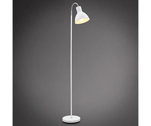 B.K.Licht lampadaire à pied métal blanc, lampe à vasque, style industriel moderne, tête inclinable, pour bureau, salle à manger salon chambre