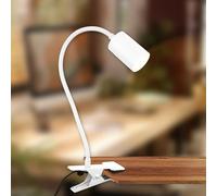 B.K.Licht - Lampe de bureau avec interrupteur à fil, lumière blanc chaud, orientable, lampe lecture, pince, chevet, lecture enfants, lit, 40x10x6,5 cm,
