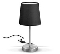 B.K.Licht - Lampe de chevet avec interrupteur à câble, douille E14, abat-jour en tissu, lampe de bureau, lampe de table, lampe de chevet chambre, lampe chevet, 30,8x10 cm, noir