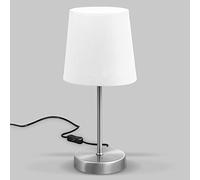 B.K.Licht - Lampe de chevet avec interrupteur à fil, douille E14, abat-jour en tissu, lampe de bureau, lampe de table, lampe de chevet chambre, lampe chevet, lampe à poser, 30,8x10cm, blanc