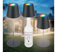 B.K.Licht - Lampe de table LED RGBW 3 en 1 sans fil IP44 avec tactile, intensité variable en continu, batterie et source de lumière remplaçables, lampe de chevet, lampe LED, lampe en bouteille, 36 x