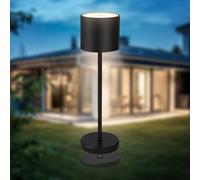 B.K.Licht - Lampe de table LED sans fil IP44 avec station recharge, intensité lumineuse réglable par paliers, lampe chevet, décorative, à batterie, salon, 39,5x12,5 cm