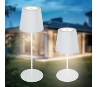 B.K.Licht - Lampe de table LED sans fil IP44 avec touche, variateur d'intensité, batterie et source lumineuse interchangeables, lampe chevet, lecture, camping, Outdoor, 36x10,5 cm, blanc