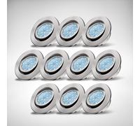 B.K.Licht Lot de 10 spots LED encastrables orientables 230 V ultra plats - Lumière blanche chaude - Spot de plafond avec trou de 68 mm - 86 x 26 mm (diamètre x hauteur) - Nickel mat