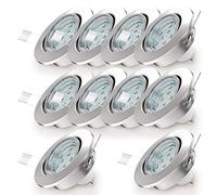 B.K.Licht lot de 10 spots LED encastrables orientables, livré avec ampoules 3W GU10, 250lm par spot, 230V, profondeur d'encastrement 60mm, blanc chaud 3000K