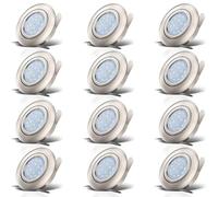 B.K.Licht lot de 12 spots LED encastrables ultra-plats, orientables, modules 5W s, plafonnier design, éclairage encastré intérieur, blanc chaud 3000K, 230V, IP23