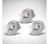 B.K.Licht lot de 3 spots à encastrer spéciales salle de bain IP44 ultraplats 25mm, dimmables, Ø90mm, nickel mat, éclairage plafond encastrable, platines LED 4,9W, 460Lm, blanc chaud 3000K