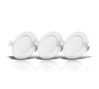 B.K.Licht lot de 9 spots dimmables spéciales salle de bain IP44, protégés contre les projections d’eau, ultra plat, Ø115mm, modules LED 6W, lumière blanche chaude