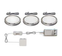 B.K.Licht lot de 3 spots en saillie, spots LED vitrine, cuisine, armoire, 170Lm par spot, blanc chaud 3000K, spots LED cuisine, accessoires inclus, Aluminium