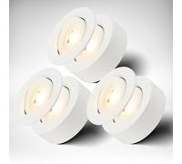 B.K.Licht - Lot de 3 spots LED 2 en 1 à monter et encastrer, lumière blanche chaude, plats, plafond, 230V, lampes encastrer 68mm, 93x30mm (DxH), blanc