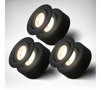 B.K.Licht - Lot de 3 spots LED 2 en 1 orientables et encastrables, lumière blanche chaude, plats, 230 V, diamètre d'encastrement 68 mm, 93 x 30 mm, noir