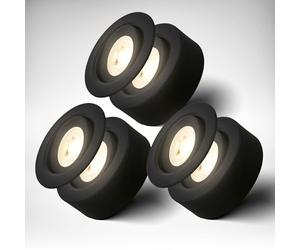 B.K.Licht - Lot de 3 spots LED 2 en 1 orientables et encastrables, lumière blanche chaude, plats, 230 V, diamètre d'encastrement 68 mm, 93 x 30 mm, noir