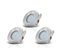 B.K.Licht lot de 3 spots LED IP44 pour salle de bain, encastrables ultra-plats, LED 5W, plafonnier salle de bain, éclairage encastrable