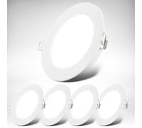 B.K.Licht - Lot de 5 spots LED encastrables 230V plats, lumière blanc neutre, 6W 660lm chacun, plafond, 230V, lampes encastrées, 68mm dimensions du trou, 120x28mm (DxH),