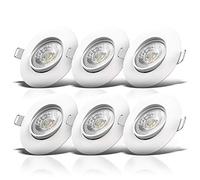 B.K.Licht lot de 6 spots LED à encastrer ultraplats 30mm, 5W/460Lu s, encastrables orientables, blanc chaud, finition blanche matte, IP23