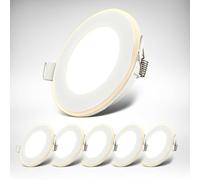 B.K.Licht - Lot de 6 spots LED encastrables 230V avec fonction veilleuse, surfaces et anneaux commutables séparément, fonction mémoire, plat, spots de plafond, lampes encastrées, 68mm, 93x30mm
