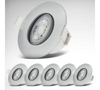 B.K.Licht - Lot de 6 spots LED encastrables 230V, orientables pour la salle bain IP65, plafond, lampe bain, 9 x 4,2 cm (DxH), chrome mat
